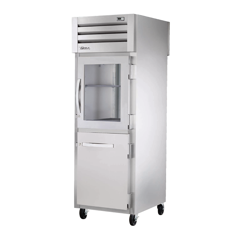 Stainless steel True Refrigeration STR1RPT-1HG/1HS-1S-HC SPEC SERIES® Refrigerator with wheels