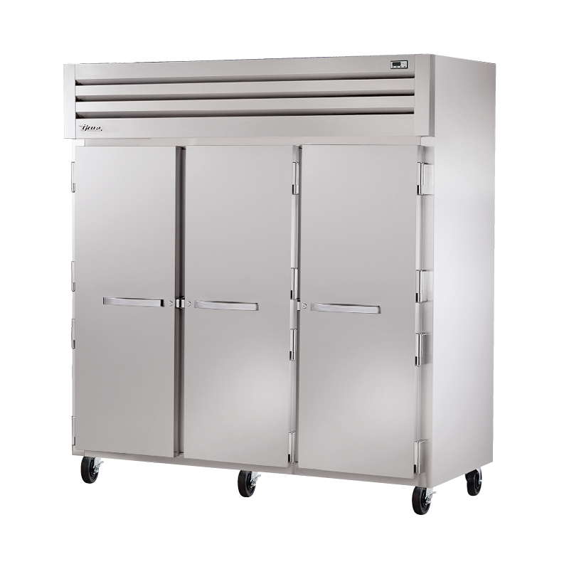 Stainless steel True Refrigeration STR3F-3S Freezer Reach-in on wheels for commercial use