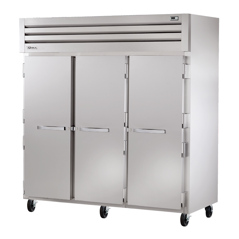 Stainless steel True Refrigeration STR3R-3S SPEC SERIES® three-door commercial refrigerator