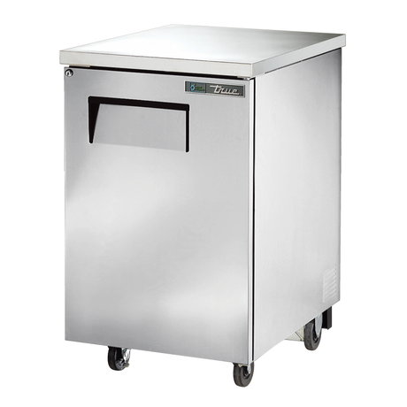 Stainless steel True Refrigeration TBB-1-S-HC bar cooler with wheels for commercial use
