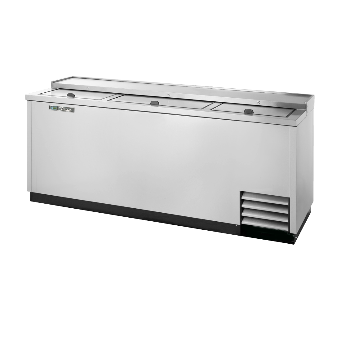Stainless steel True Refrigeration TD-80-30-S-HC bottle cooler with sliding top lids