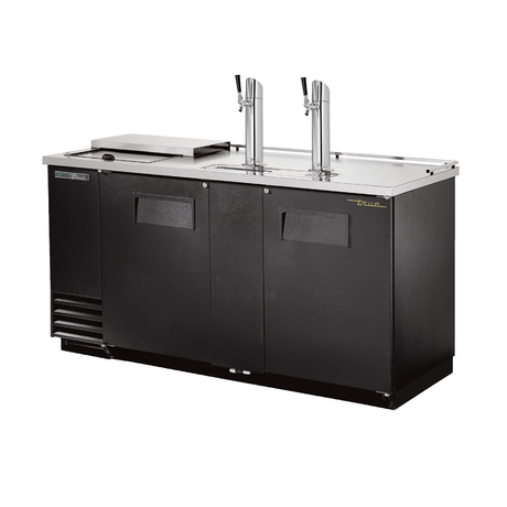 Black True Refrigeration TDD-3CT-HC draft beer cooler with dual taps and refrigerated storage