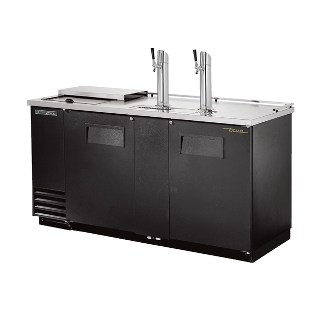Black True Refrigeration TDD-3CT-HC draft beer cooler with dual taps and refrigerated storage