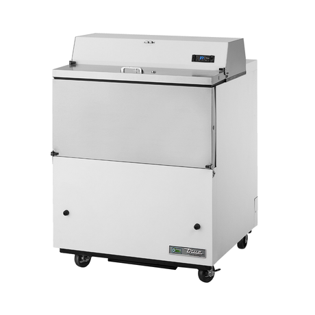 Stainless Steel Mobile Milk Cooler on Wheels with Hinged Lid for True Refrigeration TMC-34-SS-HC