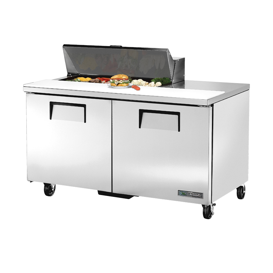 Stainless steel Sandwich Salad Unit True Refrigeration TSSU-60-10-HC with hinged lid