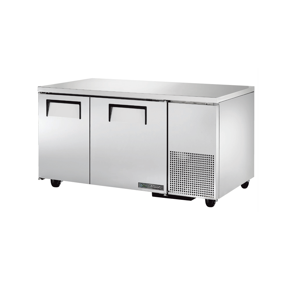 Stainless steel True Refrigeration deep undercounter refrigerator with two doors