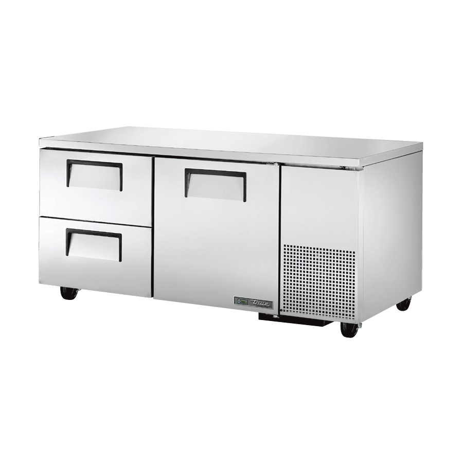 Stainless steel True Refrigeration TUC-67D-2-HC deep undercounter refrigerator with drawers