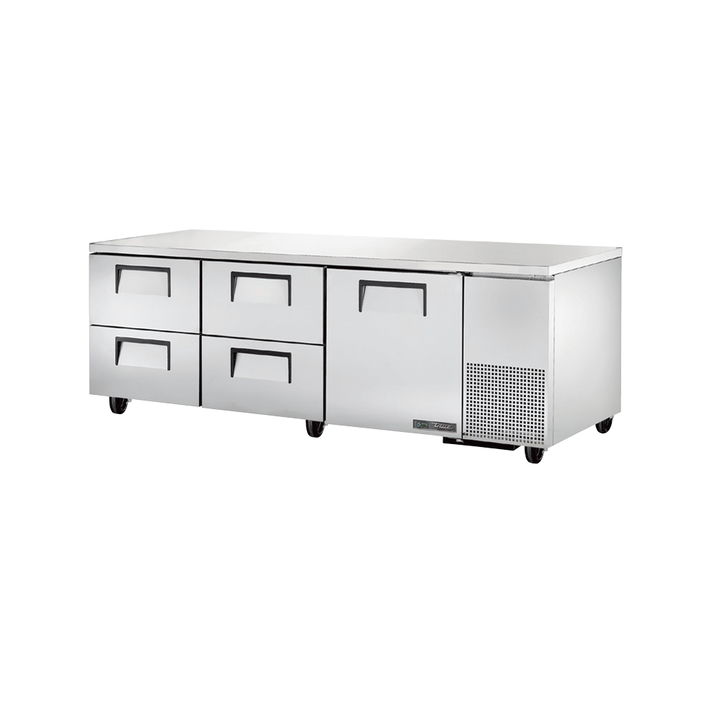 Stainless steel True Refrigeration TUC-93D-4-HC deep undercounter refrigerator with drawers