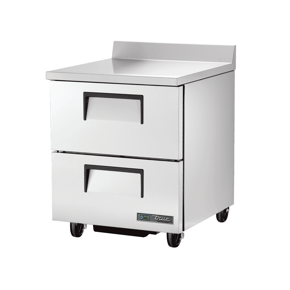 Stainless steel True Refrigeration TWT-27D-2-HC Work Top Refrigerator with two drawers
