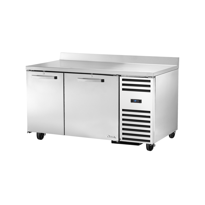 Stainless steel True Refrigeration TWT-60-32-HC~SPEC3 deep work top refrigerator on wheels