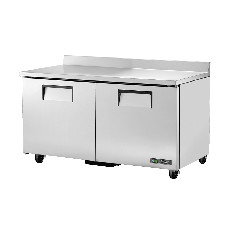 Stainless steel True Refrigeration TWT-60F-HC worktop freezer with two doors and backsplash