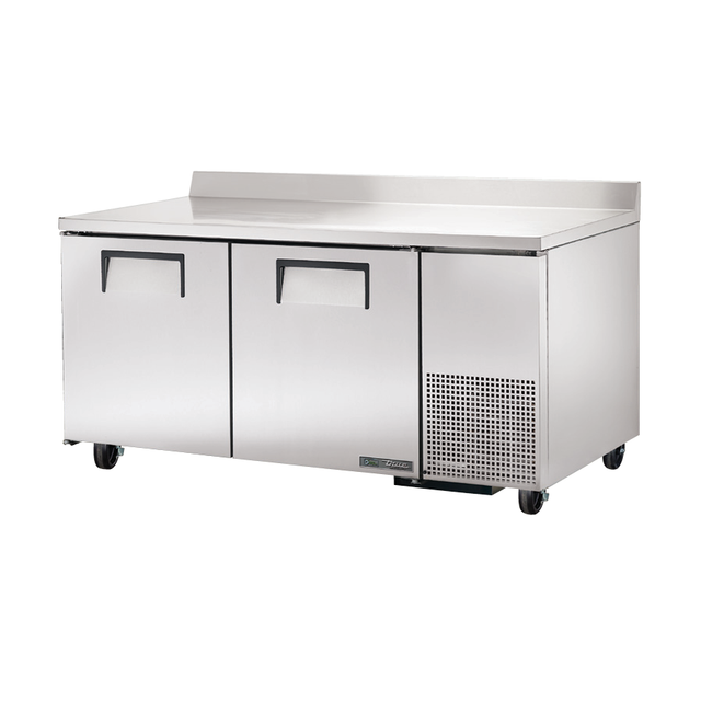 Stainless steel True Refrigeration TWT-67-HC deep work top refrigerator with two doors