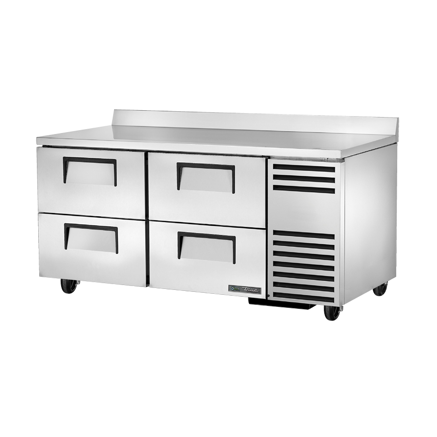 Stainless steel True Refrigeration TWT-67D-4-HC deep work top refrigerator with drawers