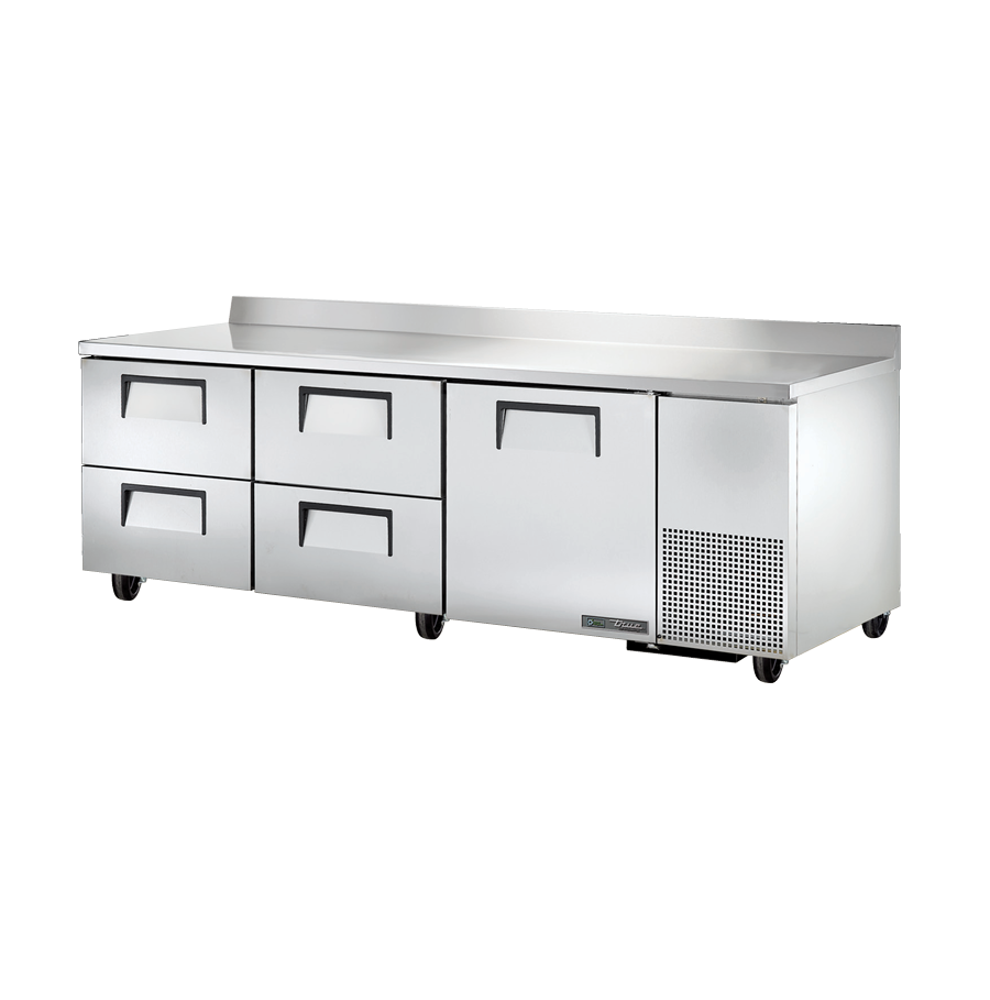 Stainless steel True Refrigeration TWT-93D-4-HC commercial refrigerated prep table