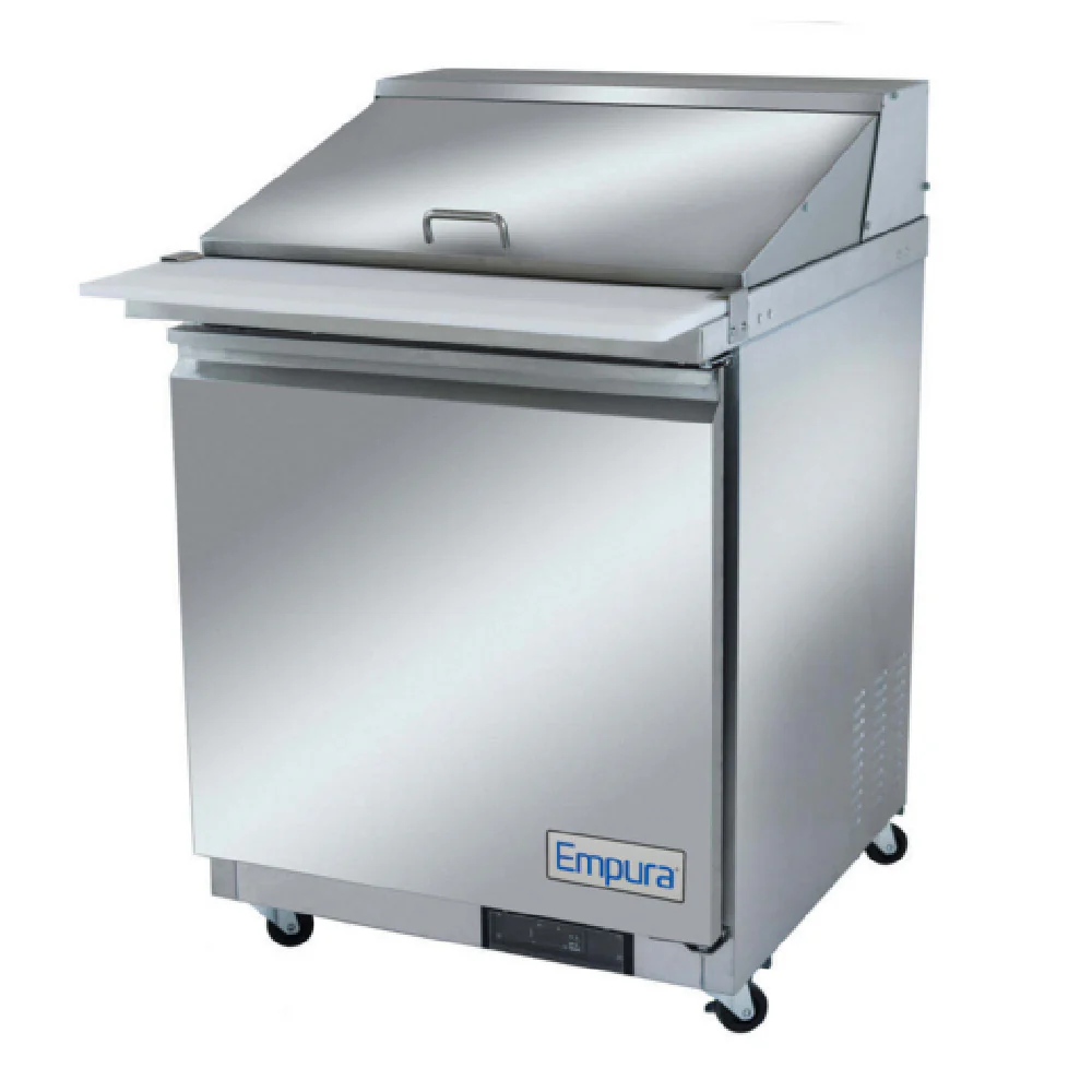 Empura Refrigeration E-KSP29M Refrigerated Sandwich/Salad Mega Top Prep Table 28.9"W X 34.5"D X 43.2"H Questions & Answers