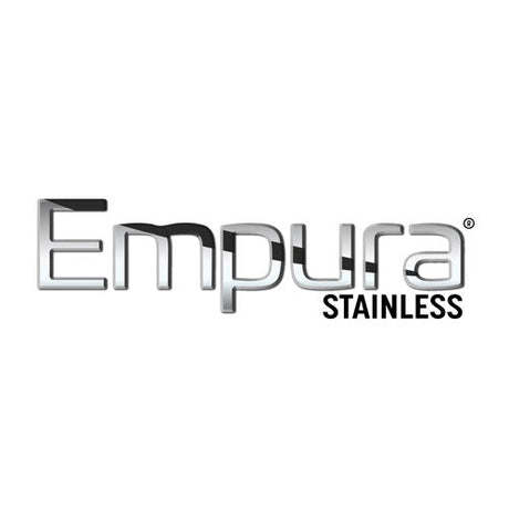 Empura Stainless logo with metallic text and registered trademark symbol on stainless steel.