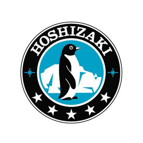 Circular logo with a penguin, HOSHIZAKI text, and stars in the Hoshizaki collection.