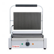 Empura Stainless E-SG-811 Single Grooved Commercial Panini Sandwich Grill with ribbed plates
