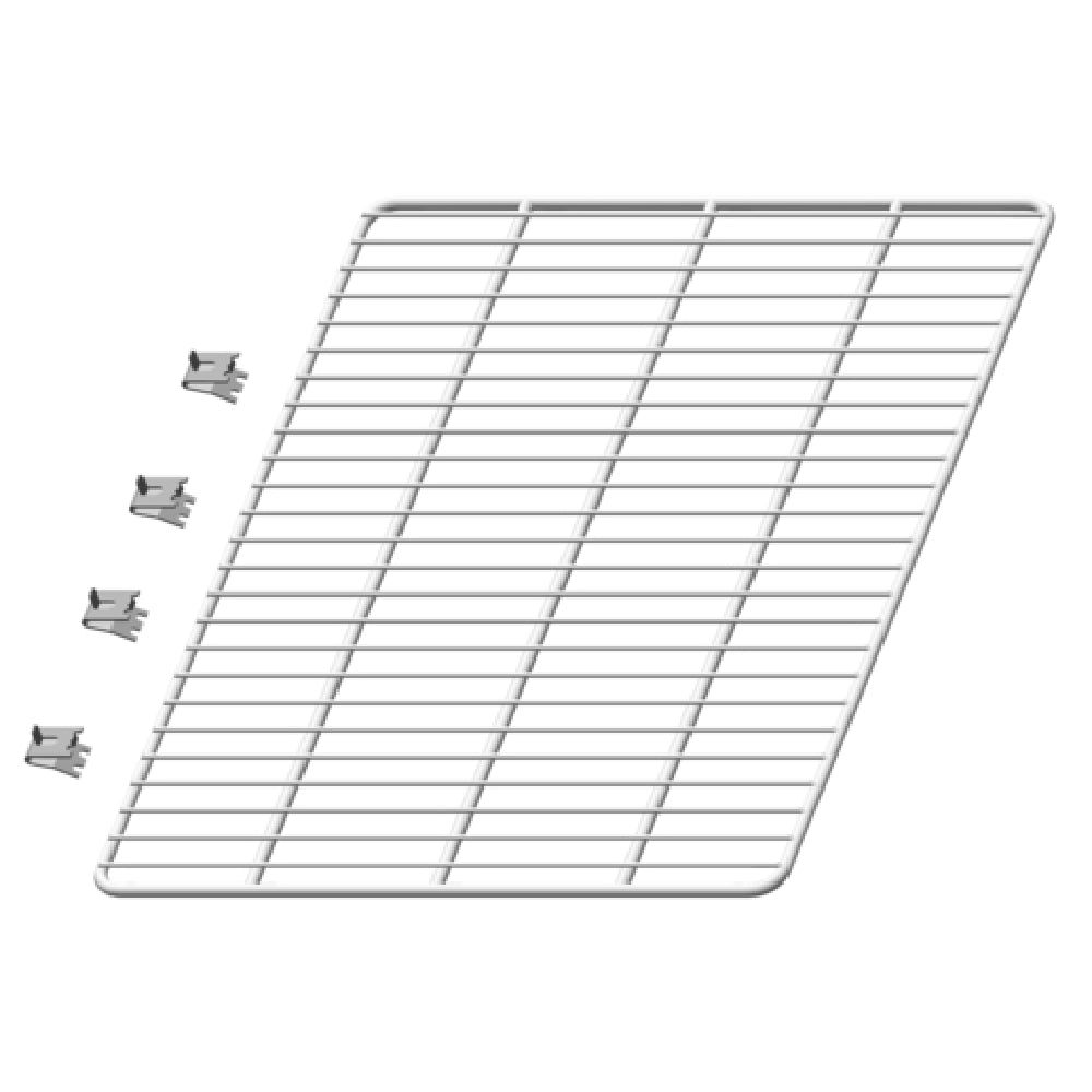 Epoxy coated wire cooling rack with mounting clips for Hoshizaki prep tables