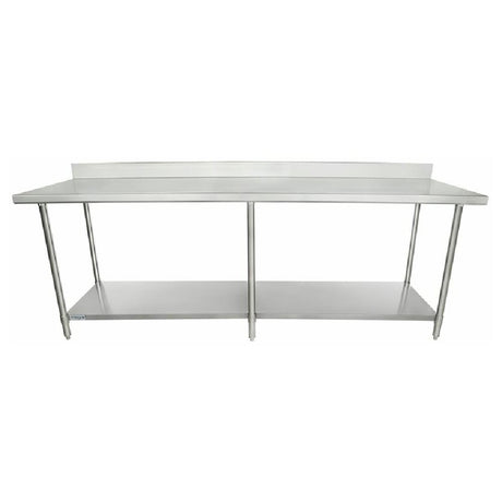 Stainless steel Empura Super Duty Work Table with backsplash and lower shelf for durability