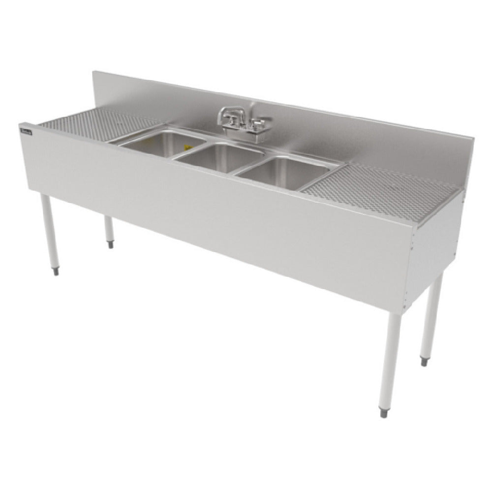 Perlick TS72M3-DB - TS Series Underbar Multi-tank Sink Unit, Three 18 Gauge Stainless Steel Compartment