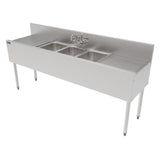 Perlick TS72M3-DB - TS Series Underbar Multi-tank Sink Unit, Three 18 Gauge Stainless Steel Compartment