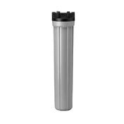 Cylindrical water filter housing with black cap and silver body for Everpure water filter