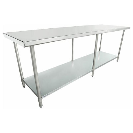 Stainless steel commercial prep table with undershelf from Empura Standard Duty collection