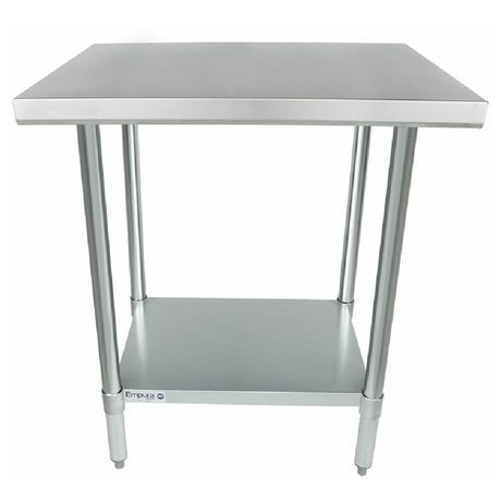 Empura Standard Duty Work Table in Stainless Steel with Undershelf and Four Legs