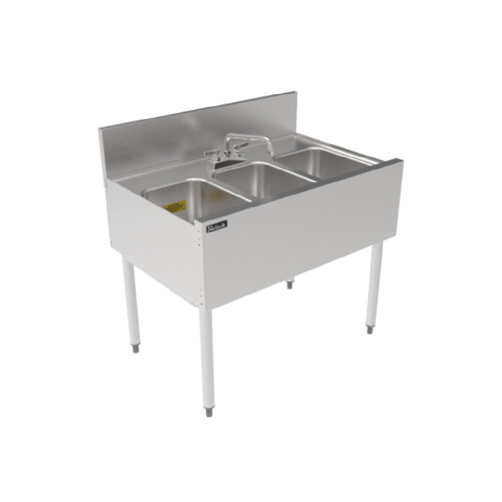 Perlick TSF36M3 - TSF Series Underbar Multi-tank Sink Unit, Three 18 Gauge Stainless Steel Compartment