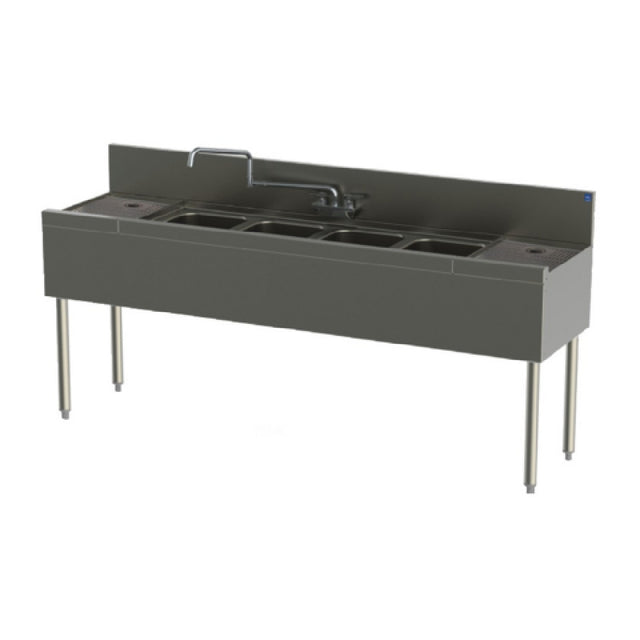 Perlick TSF72M4-DB TSF Series Underbar Multi-tank Sink Unit Four 18 Gauge Stainless Steel Compartment