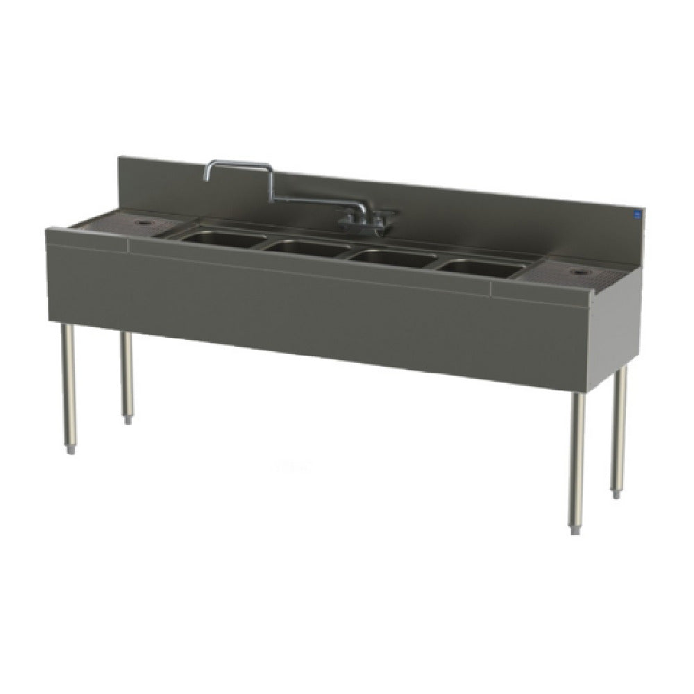 Perlick TSF84M4-DB TSF Series Underbar Multi-tank Sink Unit Four 18 Gauge Stainless Steel Compartment