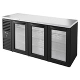 True Mfg. - Premier Bar TBR72-RISZ1-L-B-GGG-1 - Refrigerated Back Bar Cooler, Three-section