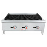 Empura Equipment ECB-36S Empura Charbroiler Countertop Gas 36" Wide Stainless Steel 3-Burner Countertop Gas Charbroiler 90000 BTU