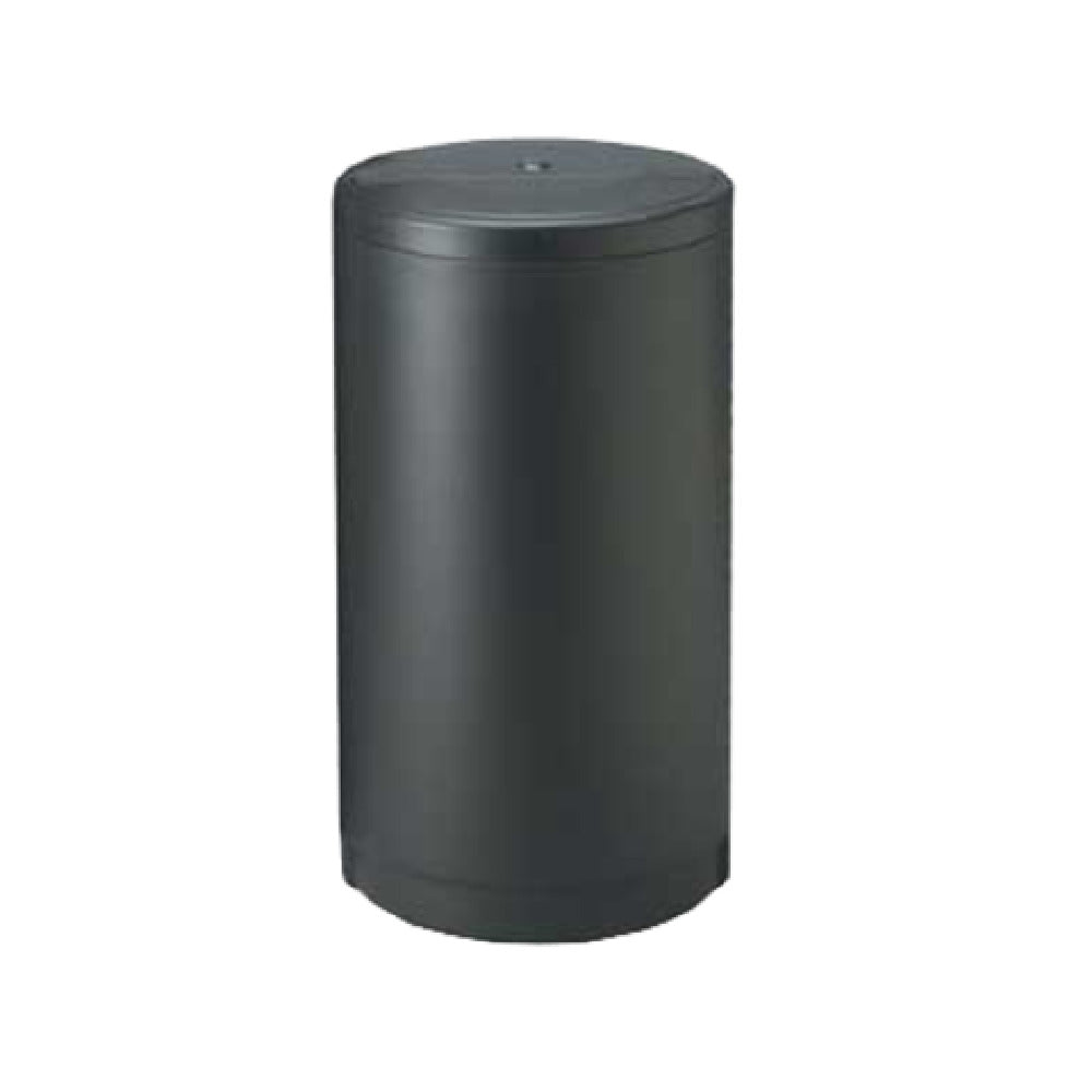 Cylindrical black metal trash bin with lid for Everpure EV998030 Brine Tank