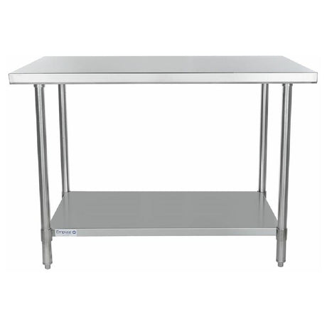 Stainless steel Empura Super Duty work table with undershelf and four legs, 30’’ X 48’’