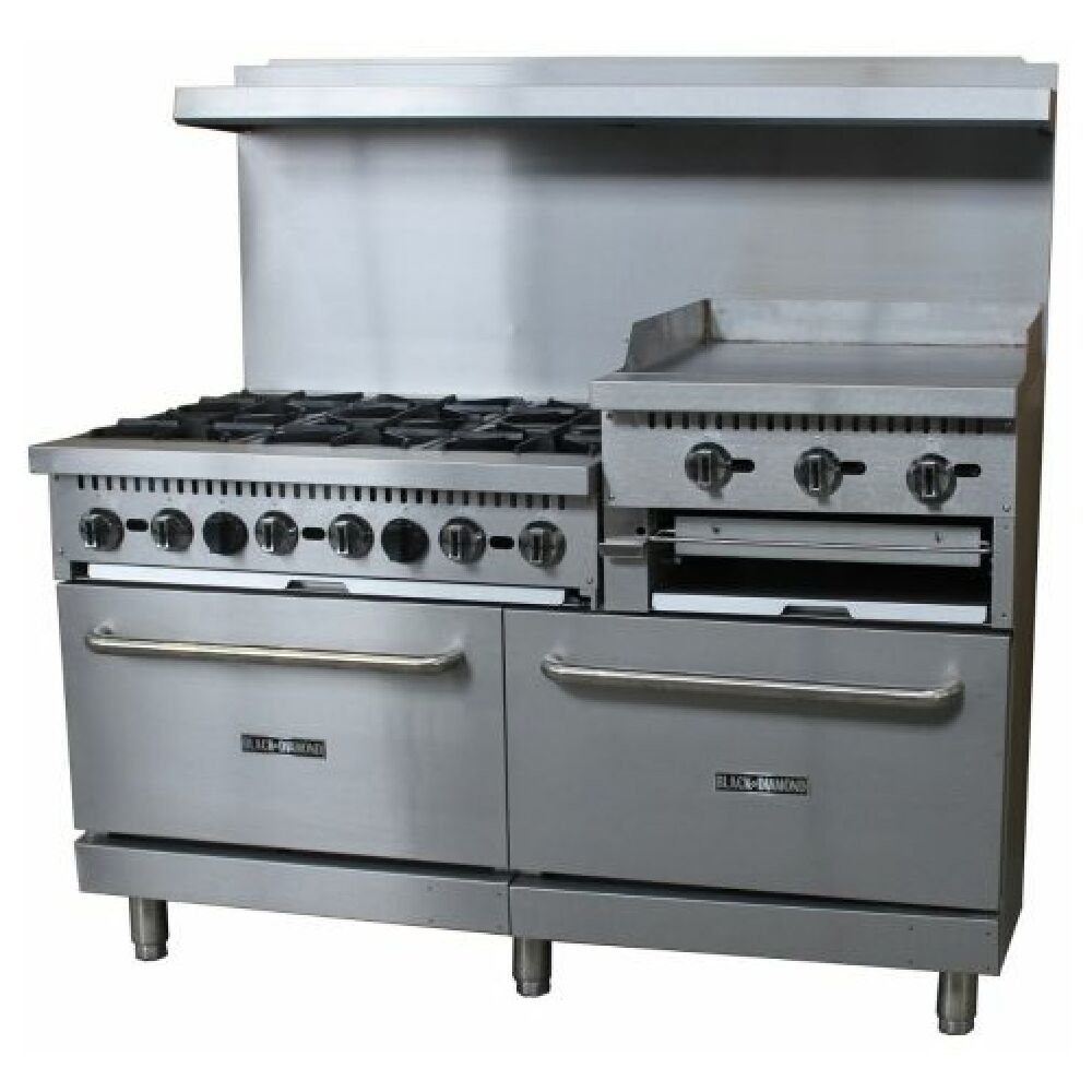 Empura Stainless EGR60-G24/NAT Empura Natural Gas 60" Wide Stainless Steel 6-Burner Gas Range With 24" 2-Burner Right Side Griddle And 2 Full Sized Standard Ovens 282000 BTU