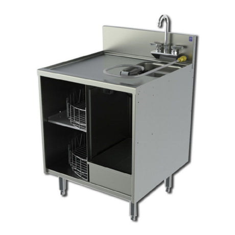 Perlick TSF24CM - TSF Series Underbar Chemical Storage Cabinet, 24" W X 24"D, 18 Gauge Stainless Steel Sink With Removable Perforated Wet Waste Pan