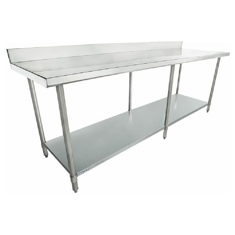 Stainless steel prep table with backsplash and lower shelf, Empura Standard Duty Work Table