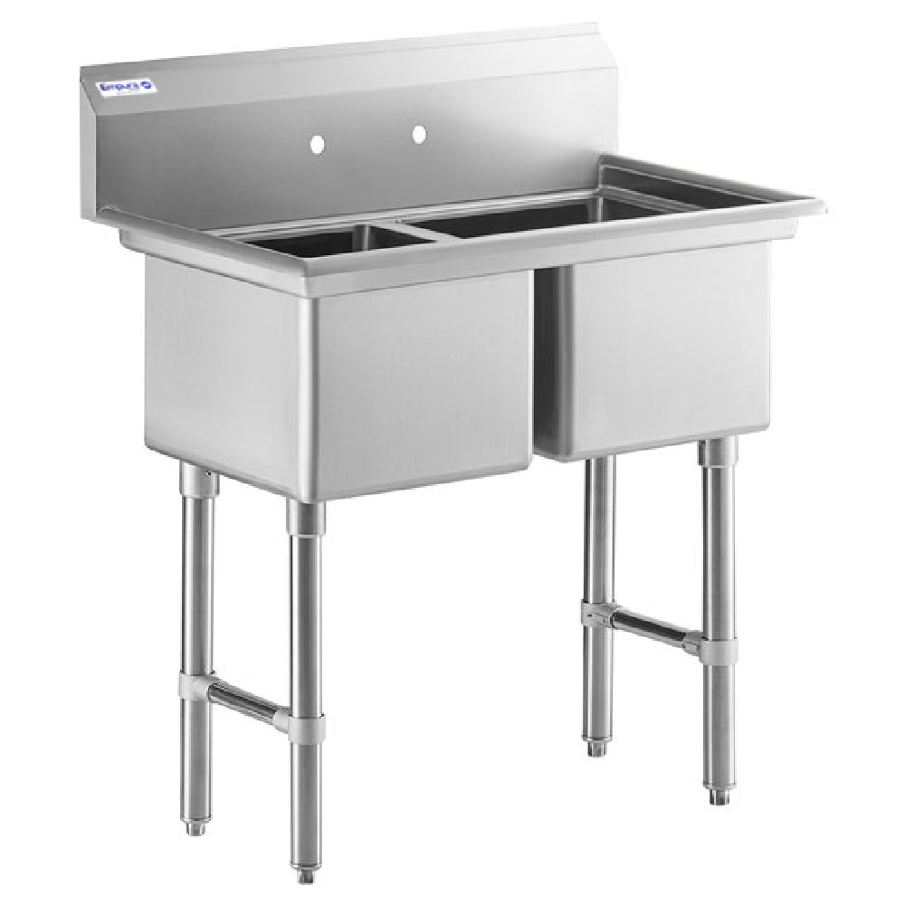 Heavy duty Empura Stainless EHD21818 double-basin commercial sink with legs