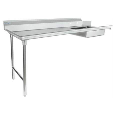 Stainless steel Empura ESDT72L Soiled Dishtable with sink basin and backsplash in straight design