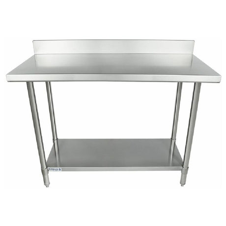 Stainless steel prep table with backsplash and lower shelf, Empura Super Duty SWT4B2448