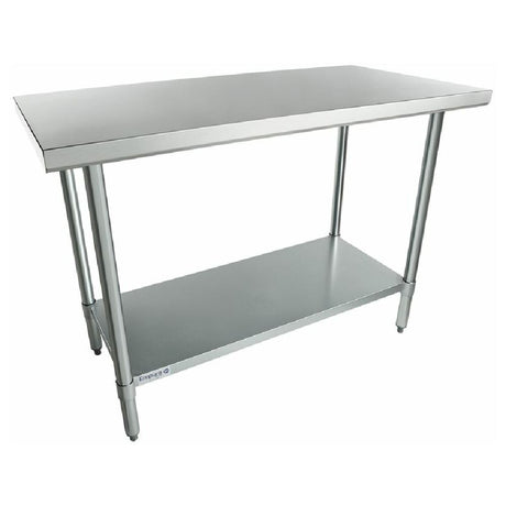 Stainless steel duty work table with undershelf, four legs, ideal for kitchens