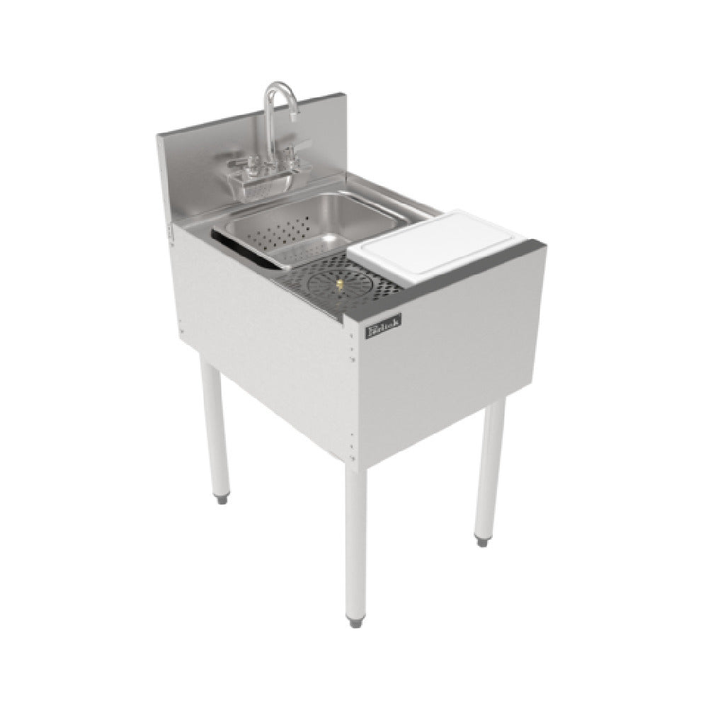 Perlick TSF18PS-SBR - TSF Series Underbar Prep Sink, 18" W X 24" D X 36" H, With Sink Bowl (13.75"W X 10" FTB X 9.5" D)