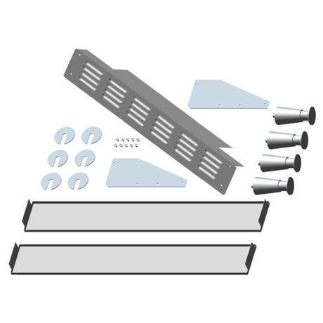 Disassembled parts and hardware for Hoshizaki HS-5112 Stacking Kit for UR27A and UF27A Models