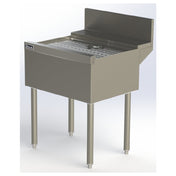 Stainless steel Perlick TSD Series Underbar Drainboard workstation with legs and backsplash