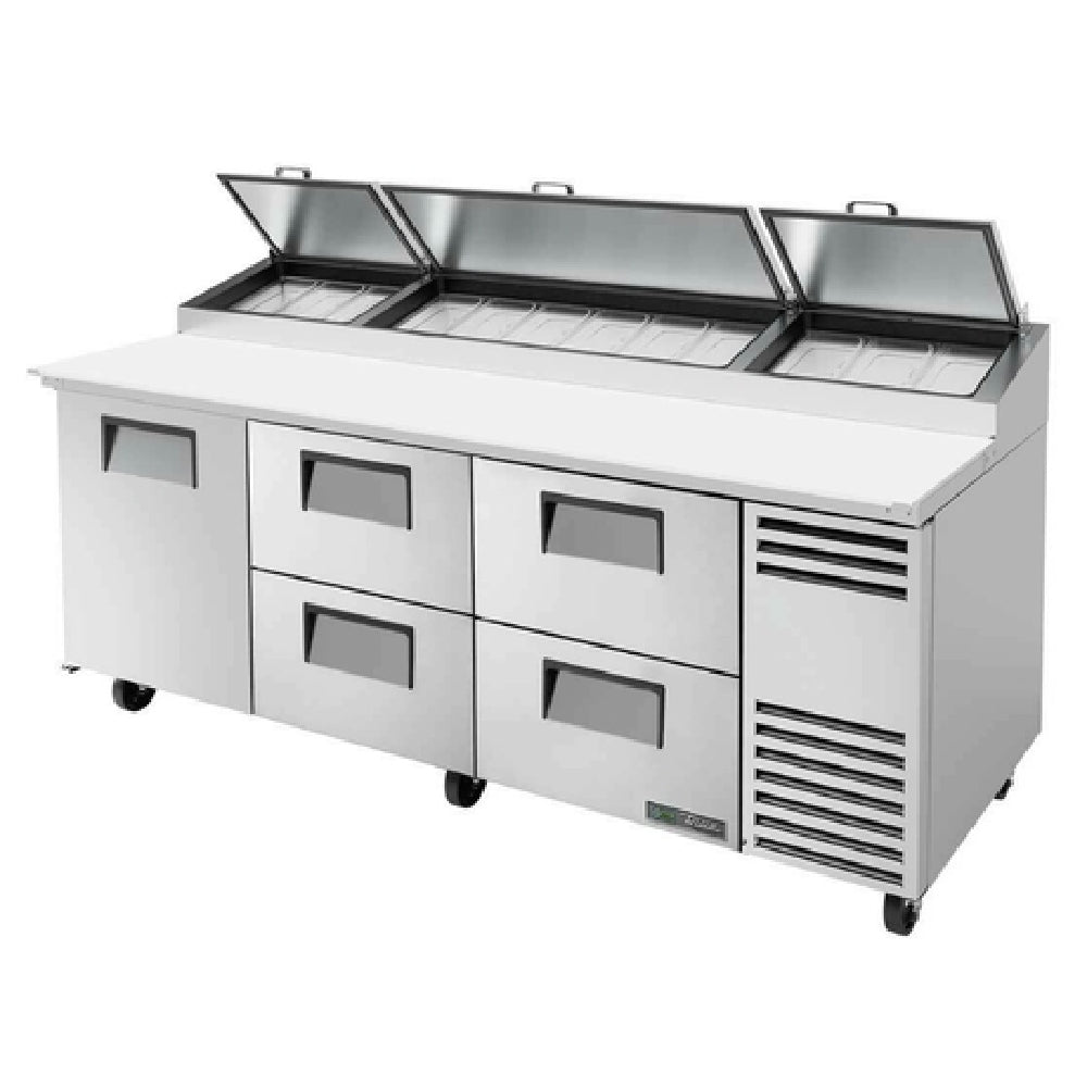 True Mfg. - General Foodservice TPP-AT2-93D-4-HC - Pizza Prep, 33 - 41°F Pan Rail