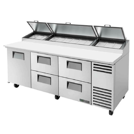 True Mfg. - General Foodservice TPP-AT2-93D-4-HC - Pizza Prep, 33 - 41°F Pan Rail