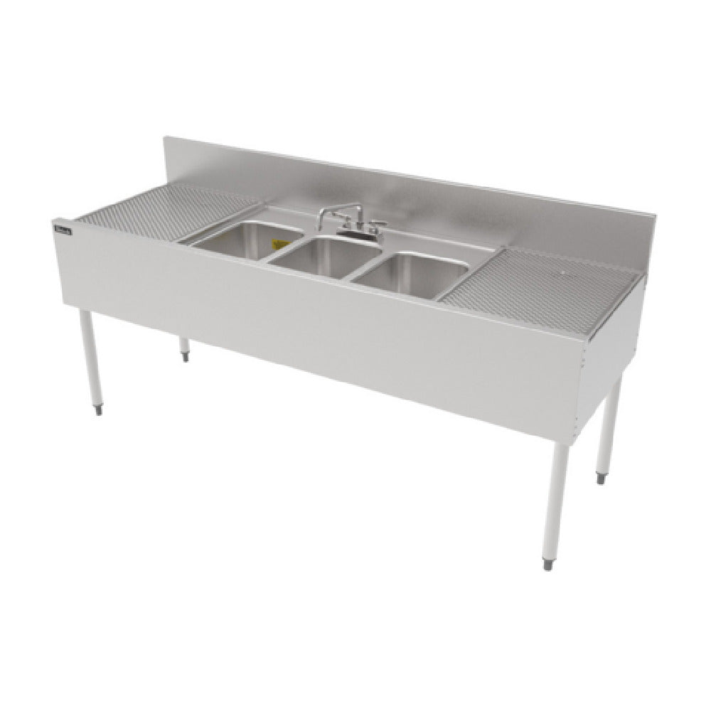 Perlick TSF72M3-DB - TSF Series Underbar Multi-tank Sink Unit, Three 18 Gauge Stainless Steel Compartment