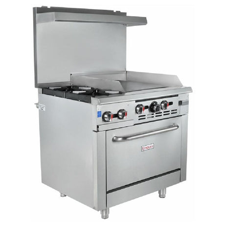 Empura Stainless EGR36-G24/NAT Empura Natural Gas 36" Wide Stainless Steel 2-Burner Gas Range With 24" Right Side Griddle And 1 Full Sized Standard Oven 135000 BTU